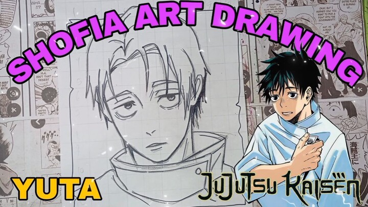 drawing yuta dari anime Jujutsu kaisen