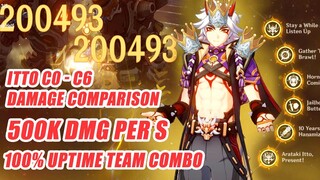 Itto C0 - C6 Damage Comparison - 500k DMG Per S Most Broken DPS - Oneshot Floor 12-3