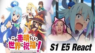 AQUA VS CAGE?!? - Konosuba S1 E5 REACTION - Zamber Reacts