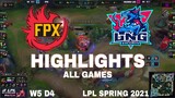 Highlight FPX vs LNG (All Game) LPL Mùa Xuân 2021 | LPL Spring 2021 | FunPlus Phoenix vs LNG Esports