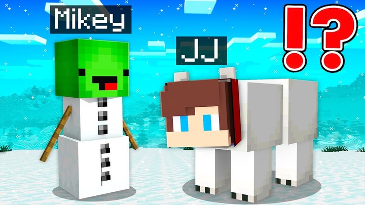 How Mikey and JJ Shapeshift To Snow Bear and SnowMan in Minecraft? - Maizen