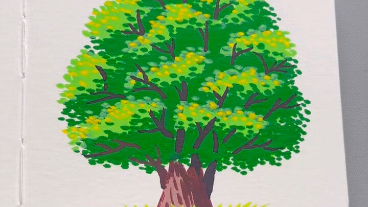 Acrylic marker大树 tutorial—easy and instantly effective. #AcrylicMarkerPainting #LearnToDrawForBeginn