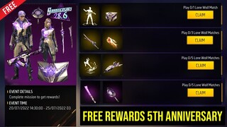 FREE All Rewards 5Th Anniversary Event Free Fire | 5Th Anniversary items Free Fire