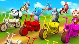 Funny Animals Choose the Right Bike | Elephant Monkey Wooden Bike Race | 3D Animals Comedy Videos