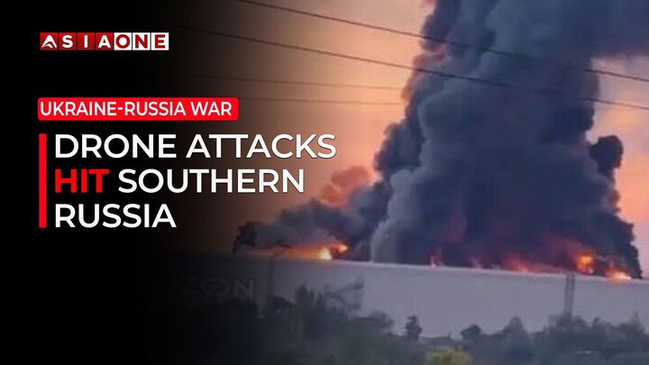Ukrainian Drone Attacks Hit Russia, Killing Two and Sparking Warehouse Fire | Asia One News