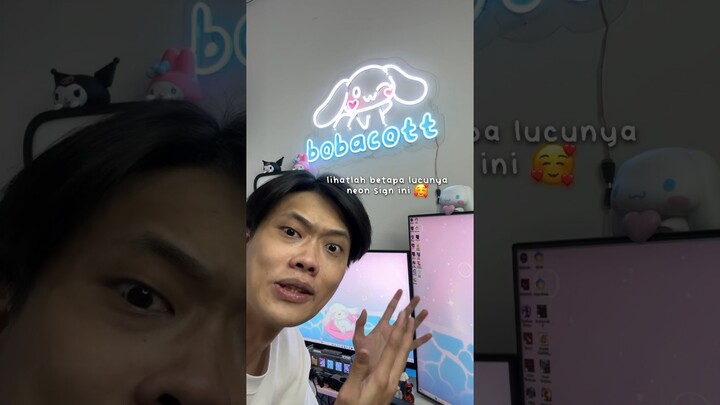 PASANG NEON SIGN BARU !!! ✨ LUCU BANGET SIH INI BUAT SET UP MEJA AKU 🥰