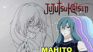 menggambar mahito dari anime Jujutsu kaishen