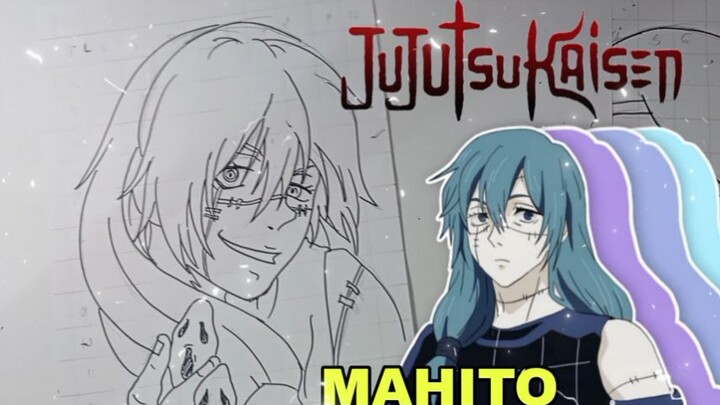 menggambar mahito dari anime Jujutsu kaishen