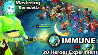 Benedetta An Eye for An Eye vs 20 Heroes Experiment | MOBILE LEGENDS