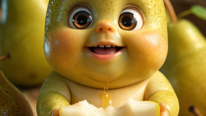 🍐 Baby’s First Pear 😍 So Cute! #CuteBaby #BabyAnimation #Shorte #pear #bilibili #adorable