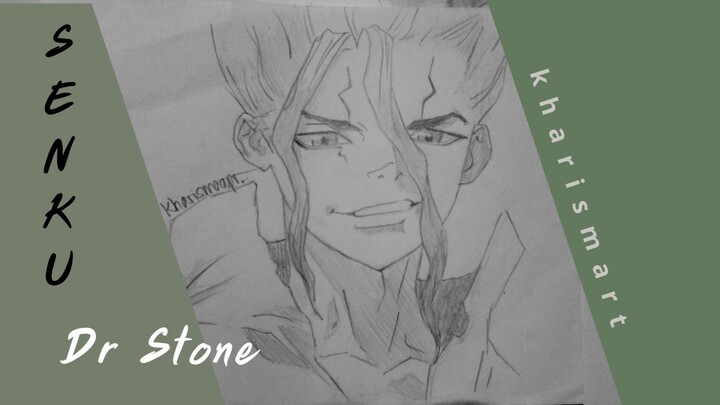 part 1(bnw) menggambar Senku - Dr Stone