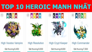 Dragon City TOP 10 HEROIC MẠNH NHẤT THẾ GIỚI TOP 1 9000 DAME Top Game Android Ios THÀNH EJ