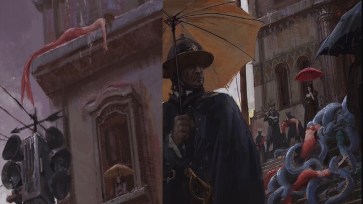 เทคนิคเพ้นท์แบบหนา | เงือกน้อย: วันฝนตกทำยังไงดี?