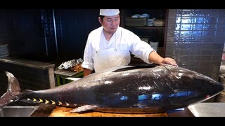 Ẩm thực đường phố  Nhật Bản - làm món SASHIMI từ CÁ NGỪ KHỔNG LỒ