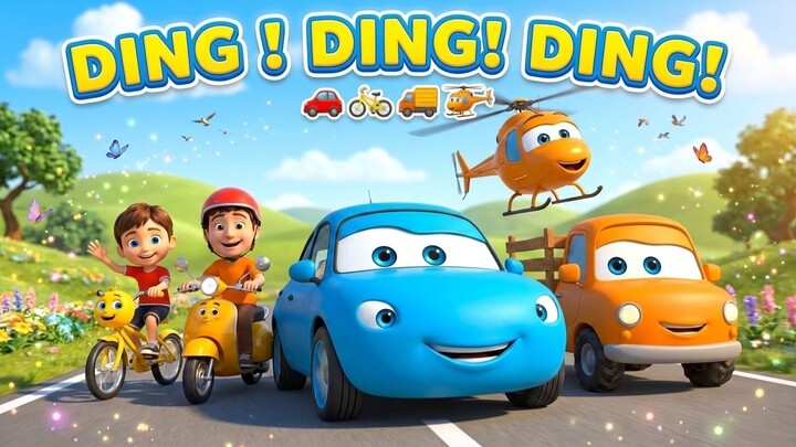 Ding! Ding! Ding! 🚗🚲🚚🚁 | Fun Vehicle Song for Kids | Nursery Rhymes | Sing Along | @PurpleRhymes