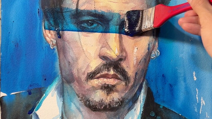Johnny Depp Watercolor Painting