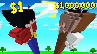 🌈ถ้าเกิด!? บ้านสกินยาว คนจน $1 เหรียญ VS  บ้านสกินยาว คนรวย $1,000,000 เหรียญ (Minecraft พากย์ไทย)