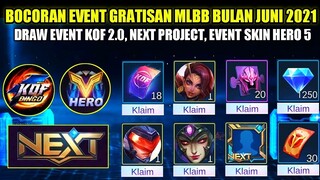 BOCORAN EVENT GRATISAN MLBB BULAN JUNI 2021!!! EVENT KOF 2.0, EVENT SKIN HERO , PROJECT NEXT 3.0