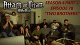 ATTACK ON TITAN SEASON 4 PART 2 - EPISODE 78 BONKERS GROUP REACTION [SPOILERS]