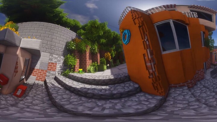 【4K Panoramic Minecraft】Panoramic video takes you to a beautiful island that explodes