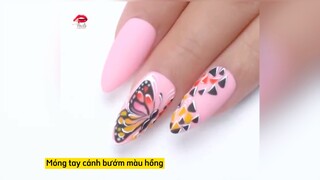 Móng tay cánh bướm màu hồng