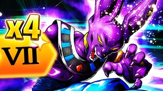 (Dragon Ball Legends) 4x Zenkai 7 Buffed FREE* YEL EX Beerus DESTROYS The Meta!