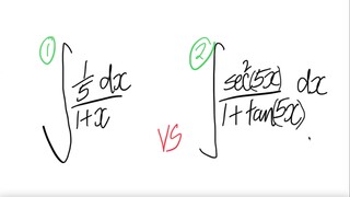 1) integral ∫1/5 dx/(1+x) vs 2) integral ∫sec^(5x)/(1+ tan(5x)) dx