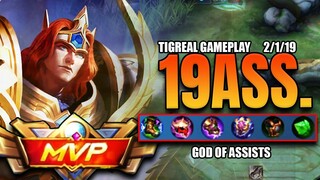 GOD OF ASSISTS!!! | 19 ASSISTS | ANNOYING ROAMER | #TIGREAL GAMEPLAY #MLBB