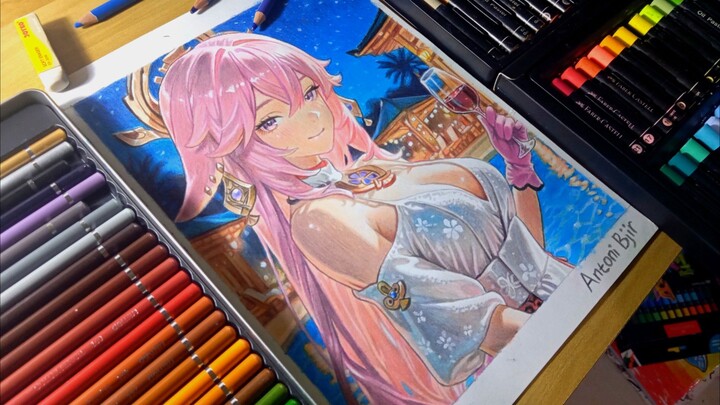 Cara Menggambar Yae Miko | DrawNime