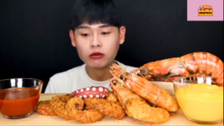 Mukbang tôm chiên xù #anngon