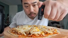 ASMR Chicken Tortilla Pizza Bianca🐔🍕 (NO TALKING) - Sensitive Sounds Of Eating, Cutting & Torching