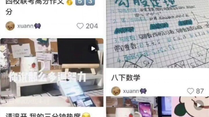 Blog học tập trên Xiaohongshu: Cày ngày 15 tiếng để vào trường trung cấp