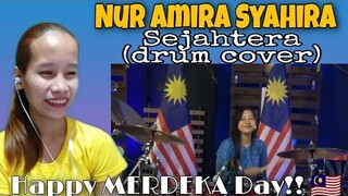 Nur Amira Syahira - Sejahtera (drum cover) || Filipina reacts 🇵🇭