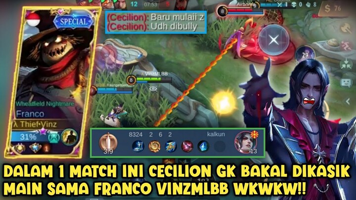 SOLO RANGKED LOCK HERO CECILION SAMPAI TIDAK BERANI KELUAR DARI MAP WKWK!! - MOBILE LEGENDS