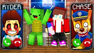 How Scary PAW PATROL.EXE Called JJ and Mikey at Night in Minecraft? - Maizen Challenge
