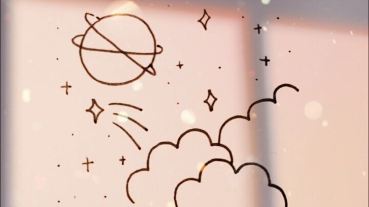 One black pen draws an Instagram-style illustration