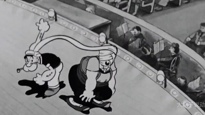 The bearded man, the only magician in the world, couldn't defeat Popeye who ate spinach.