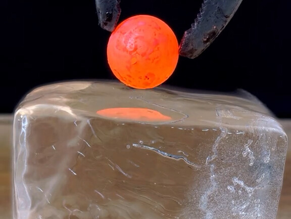 What happens when a 1000°C iron ball meets an ice cube?