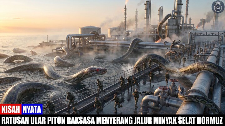 Bikin Merinding!! Ratusan Ular Piton Raksasa Besar Keluar Dari Jalur Vital Minyak Selat Hormuz