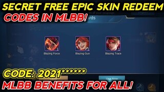 SECRET REDEEM CODES FREE EPIC SKIN MLBB BENEFITS FOR ALL! REDEEM IN PUBLIC CHAT! MOBILE LEGENDS