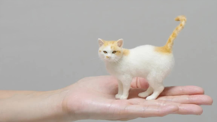 Làm thế nào để tạo ra một quả cam nhỏ màu trắng trên lòng bàn tay bằng len dạ?