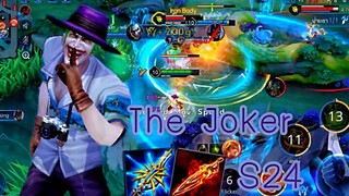 ROV - The Joker ( S24 ) โจ๊กเกอร์กับดาเมจแรงๆ บวกรองเท้าตีไว ฟาด16 kill MVP - ไอเทม รูน พลังแฝง