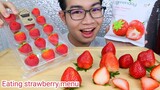 #ASMR eating Strawberry marshmallow Crispy Strawberry สตอเบอรี่กรอบ มาชเมลโล 딸기 #Mukbang : ขันติ