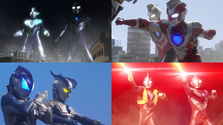 A review of Ultraman switching between red and blue forms to fight together