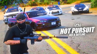 HOT PURSUIT ! AKHIRNYA KEI BERSAMA SKYLINE R34 BERAKSI ! POLISI KEWALAHAN !!! GTA 5 ROLEPLAY