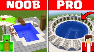Minecraft NOOB vs PRO: BIGGEST SWIMMING POOL HOUSE by Mikey and JJ (Maizen Parody)