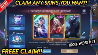 CLAIM NOW!! FREE EPIC SKIN + LESLEY ANNUAL STARLIGHT | 100 DIAMOND BONUS EVENT - MLBB