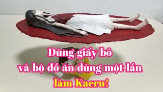 Dùng giấy bỏ và bộ đồ ăn dùng một lần làm Kaeru!