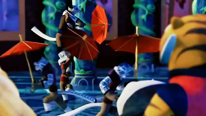 Kung Fu Panda: Nona Macan, ingin mencuri Piala Suci Dewa Naga. Kok rasanya Nona Macan mulai jatuh ha