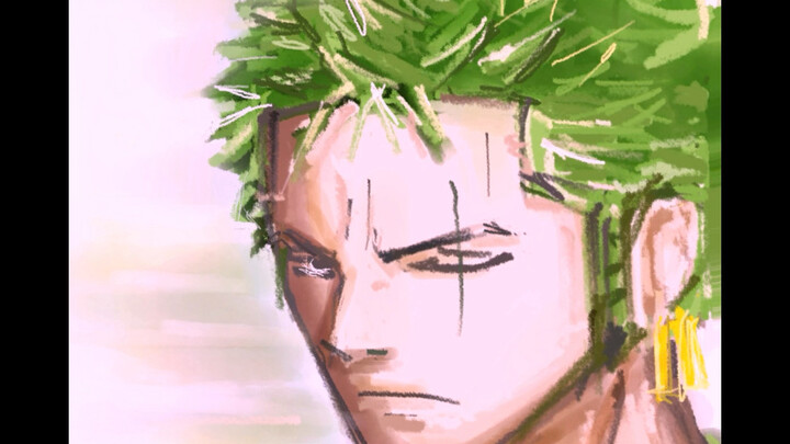 Draw a green algae hairstyle with your fingers